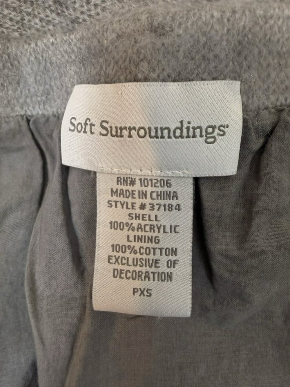 Soft Surroundings Gray Knit Flare Skirt Lace Hem Midi Size Petite XS Lined - Picture 10 of 11